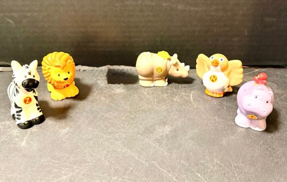 Fisher Price Little People 5 alphabet animals set 2 preowned zoo safari jungle